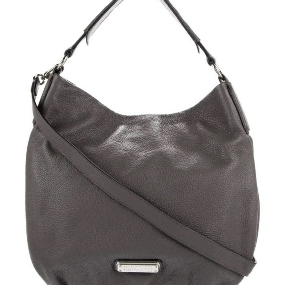 Marc by Marc Jacobs Pebble Leather Hobo Bag ~Grey with Silver-Tone Hardware